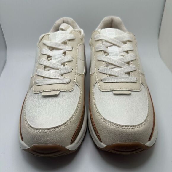 CUSHIONAIRE Women's lace up Sneaker +Comfort Foam 8.5 WHITE/TAN - Picture 2 of 7